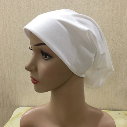 H066 Plain tube hat with cardboard underscarf Muslim Turban Pure Color Stretch Inner Hijabs Women Head Scarf Under Hijab Bonnet