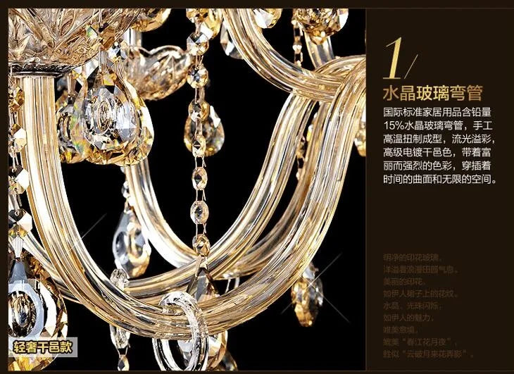 Large 18/24/30 Lights Modern Big Lustres 100% K9 Crystal Luxury Home Decoration Transparent/Amber/Gold/Cognic Villa Chandelier
