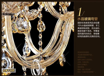 Large 18/24/30 Lights Modern Big Lustres 100% K9 Crystal Luxury Home Decoration Transparent/Amber/Gold/Cognic Villa Chandelier