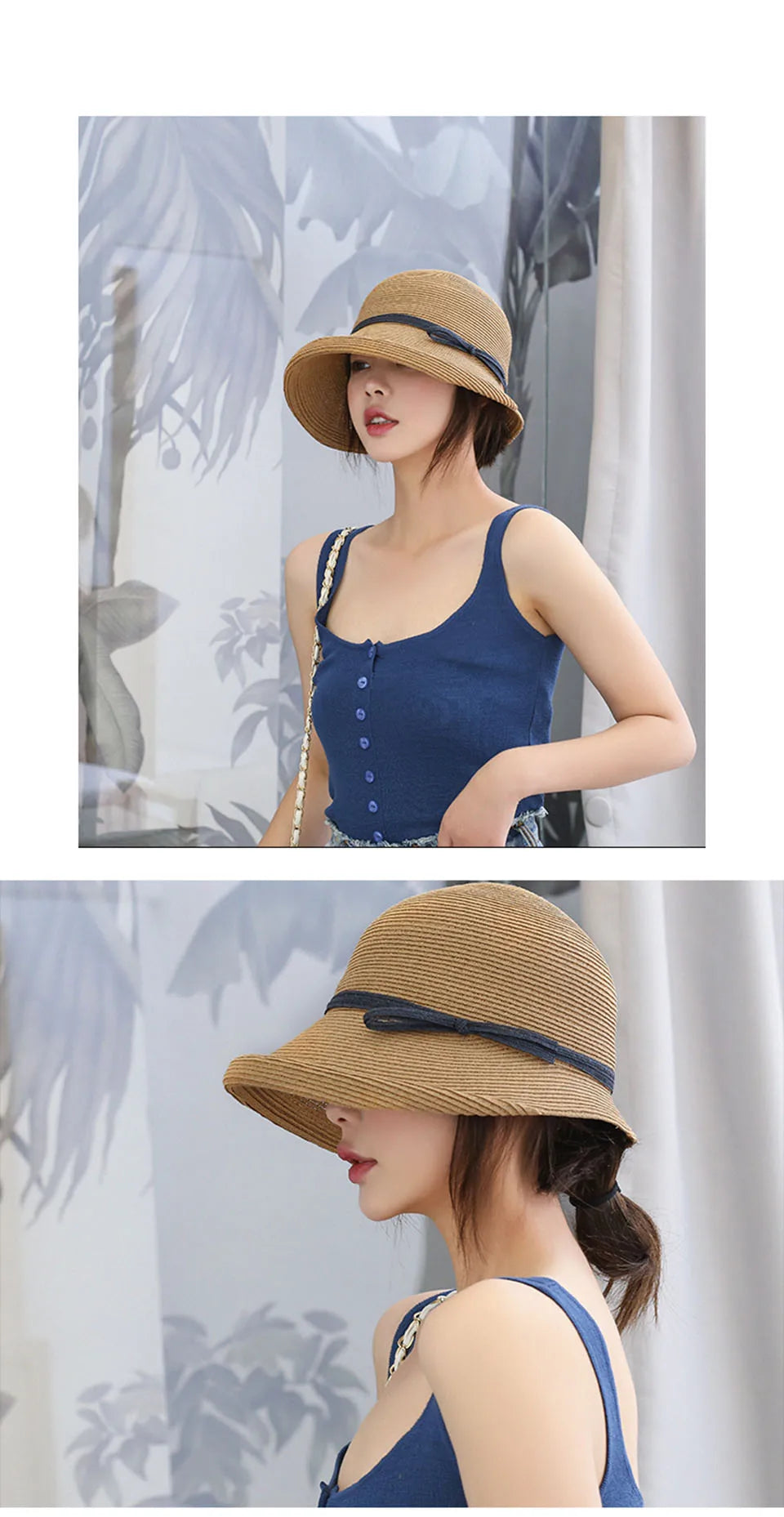 Women's summer hat Women's bucket hat Straw hat beach hat ceremony women's hats spring 2021 belt  visor sun protection hat