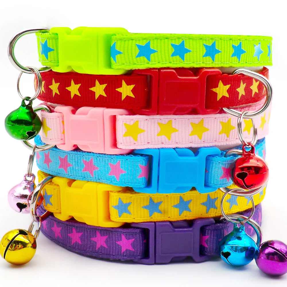 100Pcs Dog Collar With Bells Adjustable Customize Necklace Puppy Kitten Collar Accessories Pet Shop Products Rabbit Neck Strap