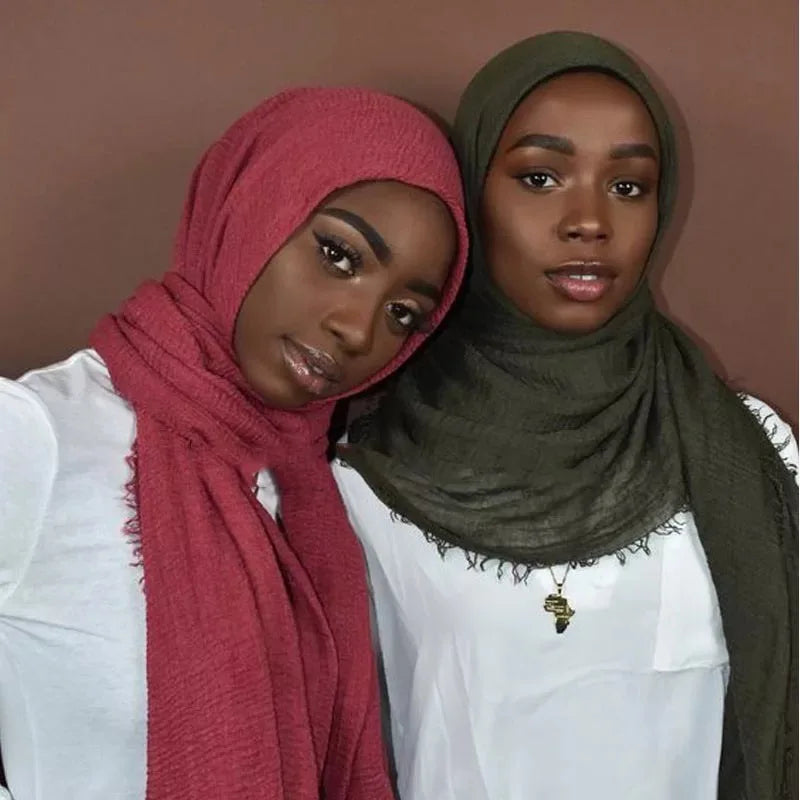 2026 Muslim Fashion Women Crinkle Hijab Scarf Soft Solid Head Scarves Turban Shawls and Wraps Hijab femme musulman kopftuch