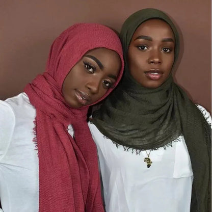 2026 Muslim Fashion Women Crinkle Hijab Scarf Soft Solid Head Scarves Turban Shawls and Wraps Hijab femme musulman kopftuch