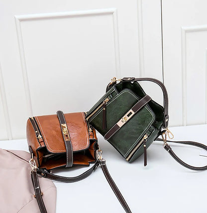 New Arrival PU Leather Bucket Shoulder Bags for Women Solid Color Crossbody Small Handbag Zipper Phone Purse Messenger Bag Pouch