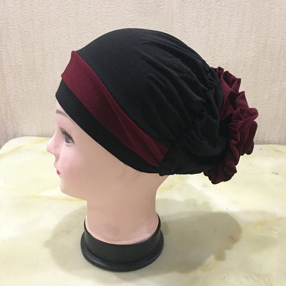 H133 Forehead two colors Turban hijab Stretch Inner Hijabs Full cover Caps Ready To Wear Women Head Scarf Under Hijab Bo