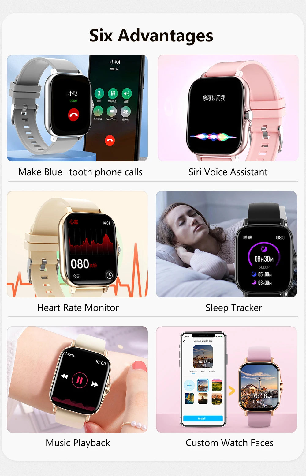 New Smart Watch Android IOS Phone 1.44 Inch Color Screen Bluetooth Call Blood Oxygen/Pressure Monitoring Smart Watch Women Men