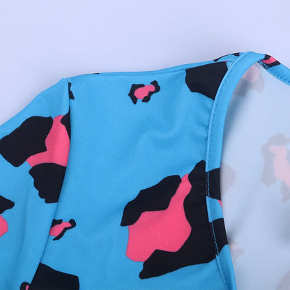 OMSJ 2024 Rompers Women Sleepwear Sky Blue Leopard Print Long Sleeve Short Jumpsuit Sexy Onesie For Adult Female Nightwear S-3XL