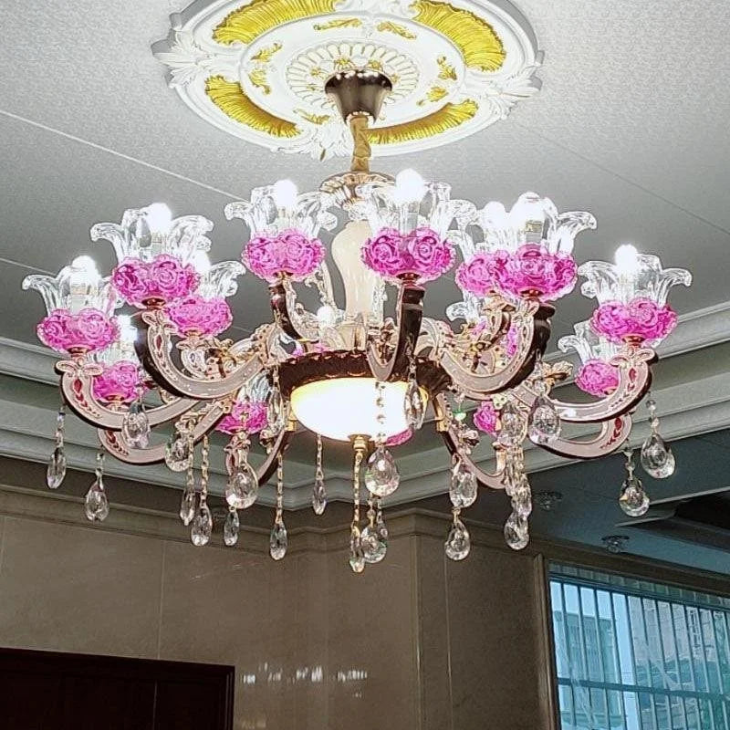 Luxury Living Room Chandelier Crystals Glass Hall Main Pendant Lamps Restaurant Bedroom French Creative Hanging Light Luminaire