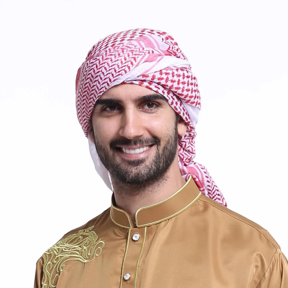 2026 Men Arab Headwear Hijab Scarf Islamic foulard Print Scarf Turban Arabic Headcover for men's muslim clothing prayer turbante