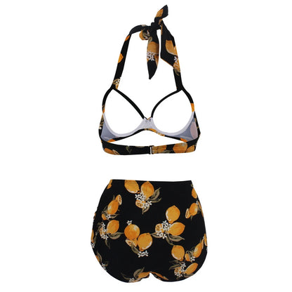 Pleated Bikini Red Top Navy Blue With White Dots Bottom Women Classic High Waist Halter Bikini Sets Plus Size Two-piece Swimwear