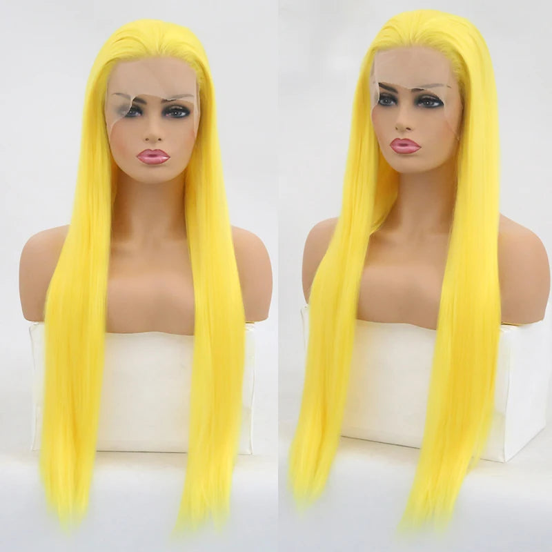 Charisma Blond Wigs Synthetic Lace Front Wig Long Silky Straight Lace Front Wig Heat Resistant Fiber Hair Cosplay Wigs For Women