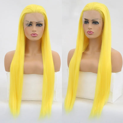 Charisma Blond Wigs Synthetic Lace Front Wig Long Silky Straight Lace Front Wig Heat Resistant Fiber Hair Cosplay Wigs For Women