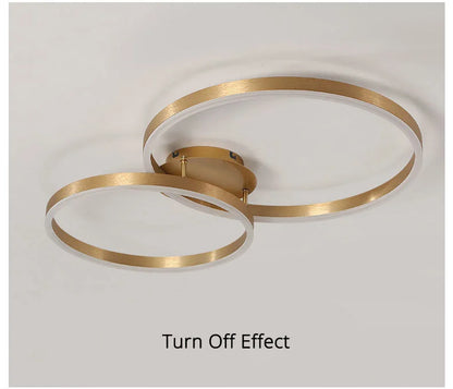 Nordic Creative Round Circle Chandeliers For Bedroom Living Room Restaurant Lighting Golden Coffee Lustre Ring Ceiling Lights