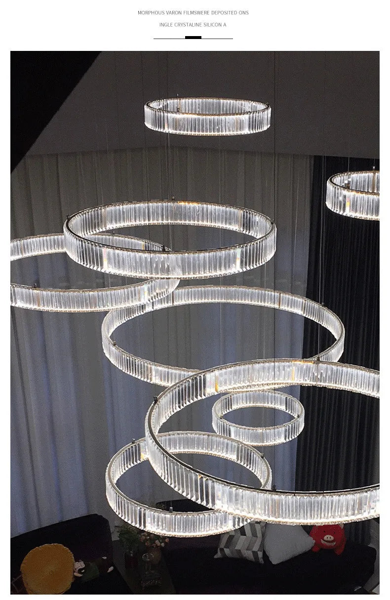 Modern Luxury Led Dimmable Pendant Lights Lustre Living Room Chandelier Lamp Fixtures Foyer Shiny Steel  Luminarias Light
