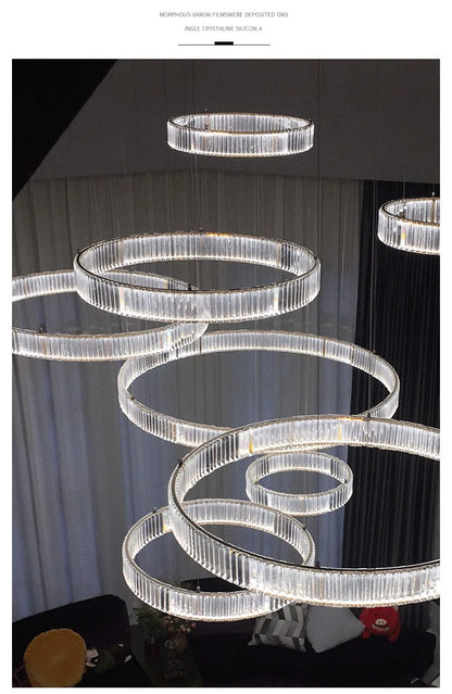 Modern Luxury Led Dimmable Pendant Lights Lustre Living Room Chandelier Lamp Fixtures Foyer Shiny Steel  Luminarias Light