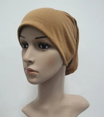 H065 plain tube hats Muslim Turban Pure Color Stretch Inner Hijabs For Caps Ready To Wear Women Head Scarf Under Hijab Bonnet