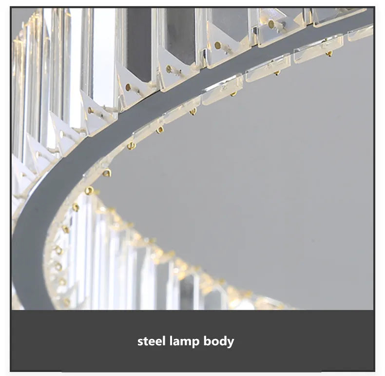 Modern Luxury Led Dimmable Pendant Lights Lustre Living Room Chandelier Lamp Fixtures Foyer Shiny Steel  Luminarias Light