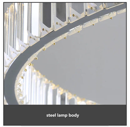 Modern Luxury Led Dimmable Pendant Lights Lustre Living Room Chandelier Lamp Fixtures Foyer Shiny Steel  Luminarias Light