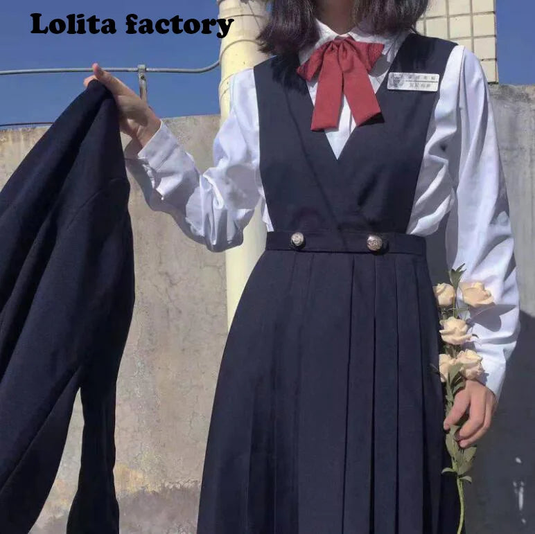 New student JK uniform nursing skirt college style dress cyanosis vest skirt School uniform Coat short blazer
