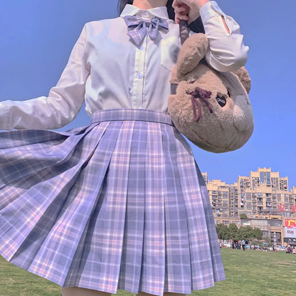 School Girl Uniform Pleated Skirts Japanese School Uniform High Waist A-Line Plaid Skirt Sexy JK Uniforms for Woman Full set