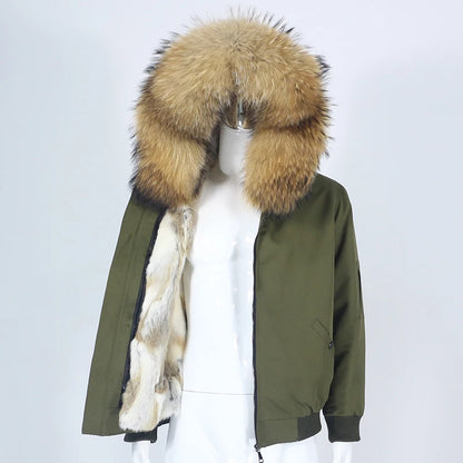 OFTBUY Waterproof Men Bomber Parka Winter Jacket Natural Real Raccoon Fox Fur Coat Collar Hooded Rabbit Liner Streetwear
