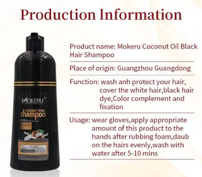 500ml Coconut Dye Shampoo Oil Essence Hair Color Shampoo Instant Hair Dye Shampoo Covering Gray Hair Permanent Moisturizing Hair