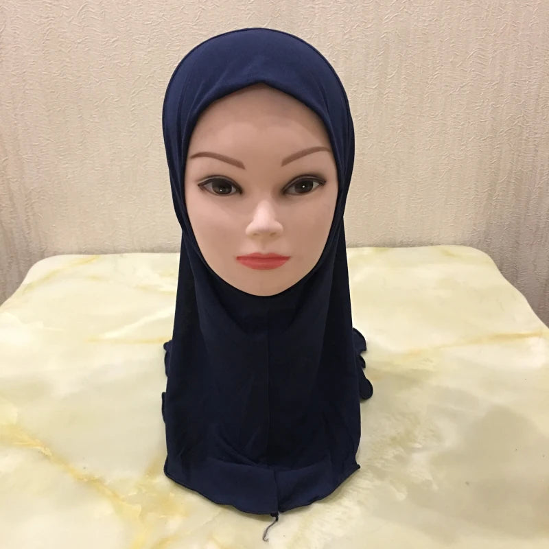 H061 Beautiful plain small girl hijab simple cute hijab hats women's caps can fit 2-6 years old girls