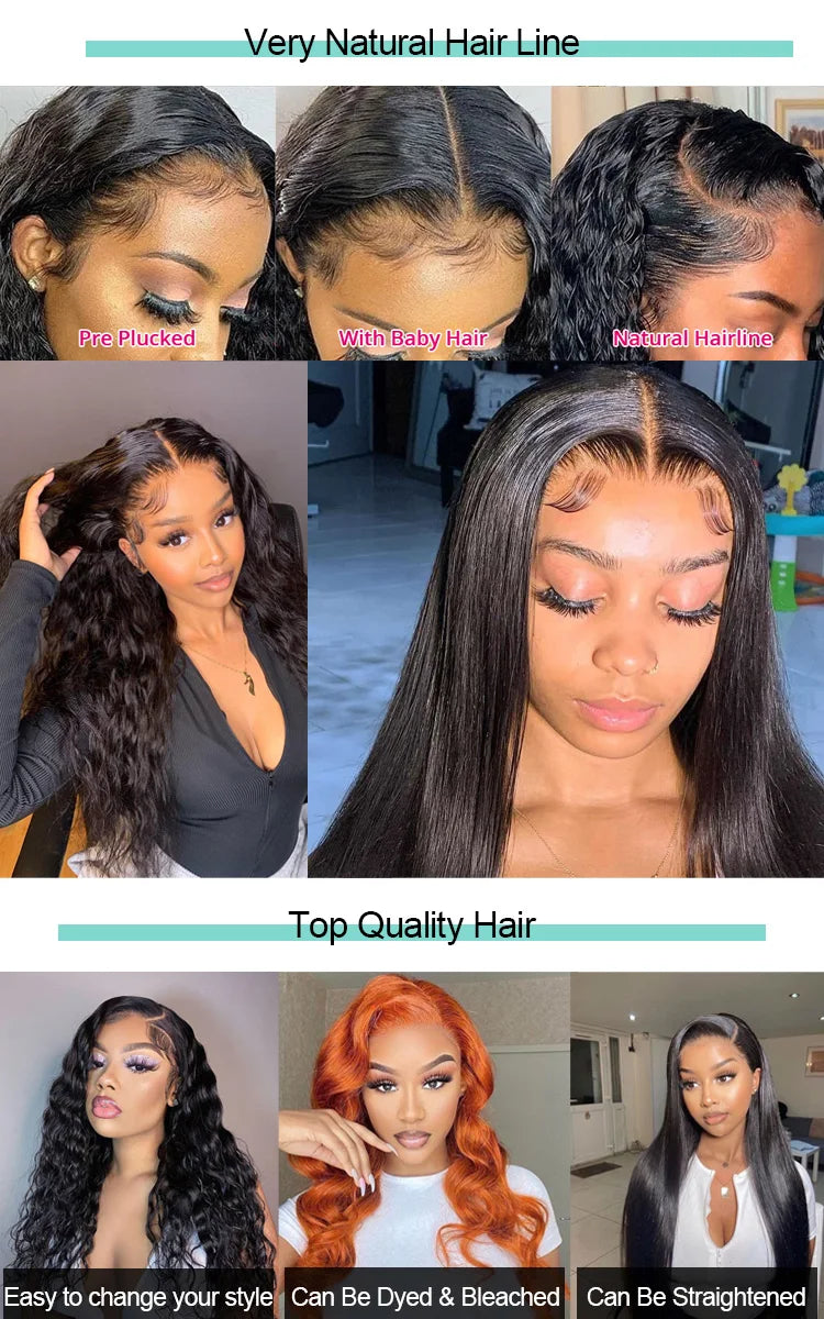 Highlight Colored Green Yellow and Blue Pink Front Wigs Human Hair For Women Body Wave 13x4 Transparent lace Frontal human hair