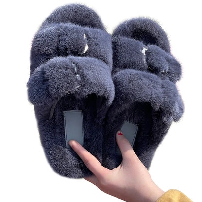 Slippers Ladies Summer Fluffy Mink Fur Slippers 100% Mink Fur Slippers Ladies Sandals 2021 Home Slippers Girls Outdoor Slippers