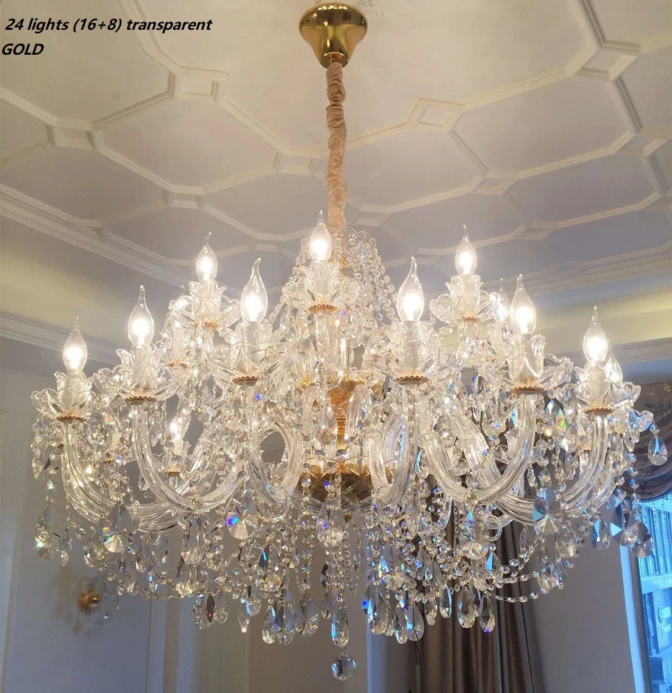 Modern European Style Gold/Silver Clear Crystal Chandelier K9 Hanging Light Fixture Clear Crystal Home Lighting Decor