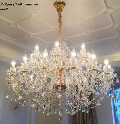 Modern European Style Gold/Silver Clear Crystal Chandelier K9 Hanging Light Fixture Clear Crystal Home Lighting Decor