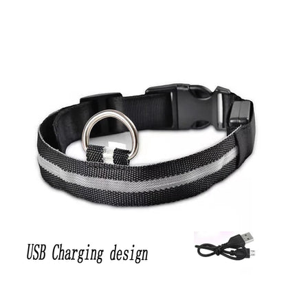 USB Rechargeable Pet Dog LED Glowing Collar Luminous Flashing Necklace Outdoor Walking Night Safety Supplies