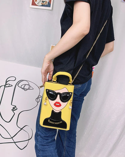 Sexy Lady Face Purses and Handbags for Women Fashion Designer Chain Shoulder Bag Party Clutch Funky Female Crossbody Bags 2022