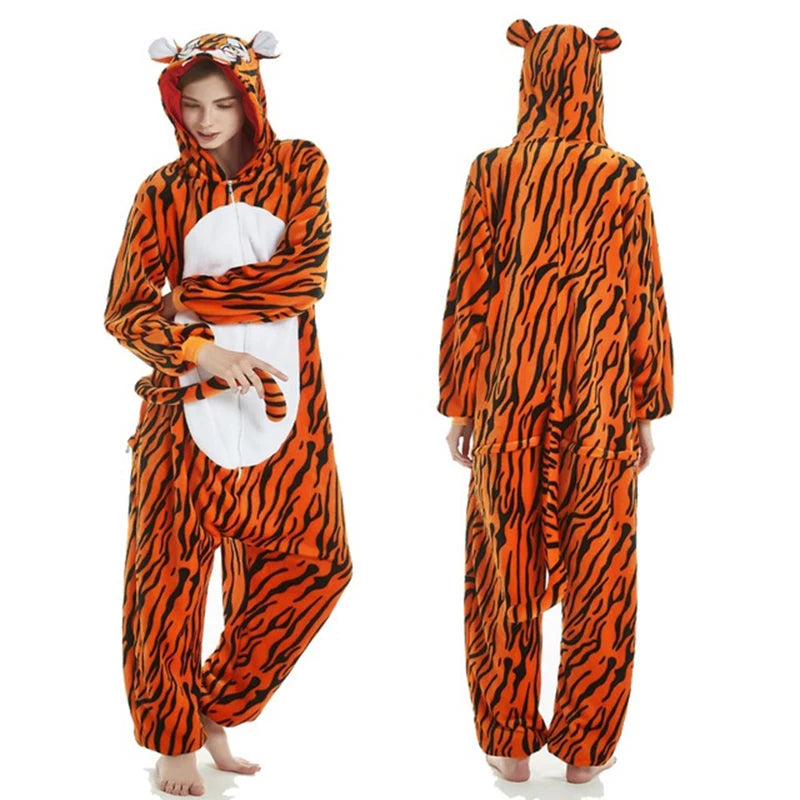 Animal Onesies Winter Flannel Family Matching Pajamas for Kids and Adult Unicorn Sleepwear Pyjamas Boys Girls Homewear Jumpsuit