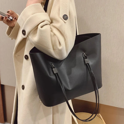 Solid Color Women's PU Leather Handbag and Purse Luxury Large Capacity Fashion Shoulder Bags Female Designer Shopping Tote Bags