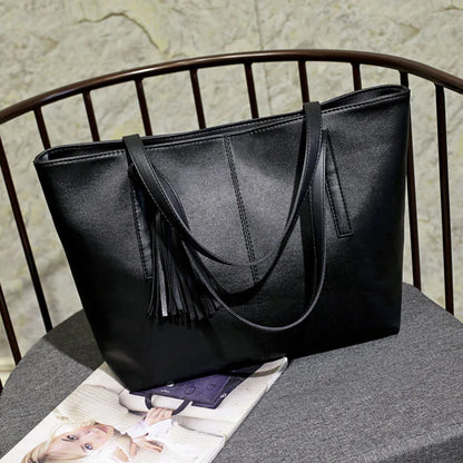 Ladies Large Capacity Handbags Women Retro Tassel Design Tote Luxury Brand PU Leather Shoulder Bag Female Top Handle Sac A Main
