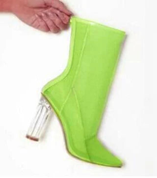 New Mesh Neon Green Sandal Boots Women Sexy Over The Knee Boots Pointed Toe High Heels Party Shoes Woman Thigh High Boots