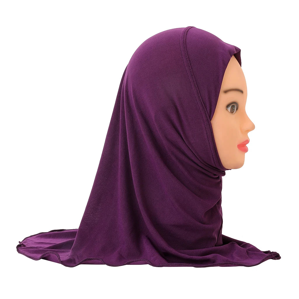 H061 Beautiful plain small girl hijab simple cute hijab hats women's caps can fit 2-6 years old girls