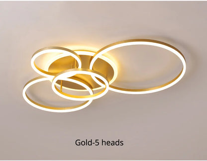 Modern Round Design Ceiling Lights For Living Room Bedroom Gold White Coffee Painted  Circle Rings Lighting Fixtures Luminaire