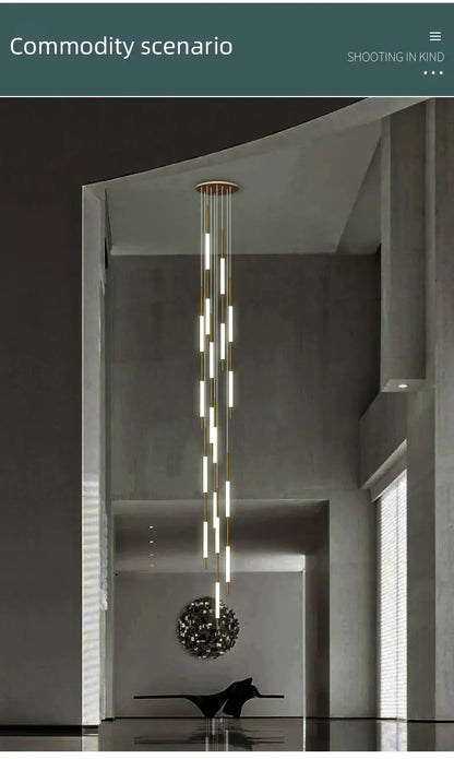 Led Pendant Light Golden Black Long Line Hanging Long Branch Chandelier Compound Attic Living Room Staircase Lighting Chandelier
