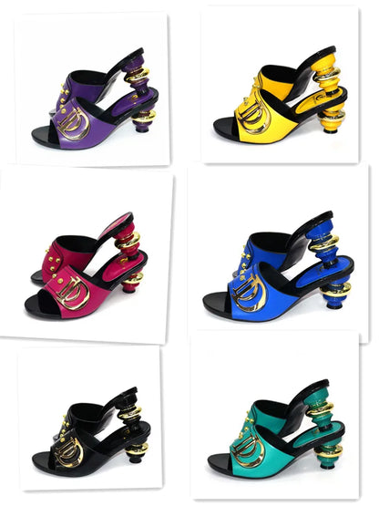 Blue Italian Women Wedding Pumps Decorated with Rhinestone Slip on Shoes for Women Nigerian Shoes Luxury Sandals Women