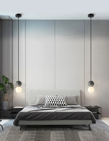 OUDELADI Cement Pendant Lights Bedroom Bedside Dining Decor Wood Glass ball Hanging Lamp Kitchen LED Lighting Luminaires