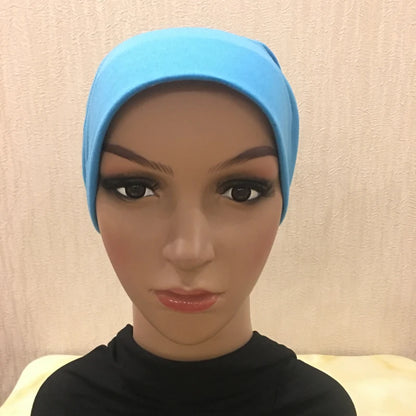 H066 Plain tube hat with cardboard underscarf Muslim Turban Pure Color Stretch Inner Hijabs Women Head Scarf Under Hijab Bonnet