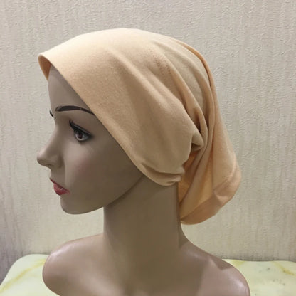 H066 Plain tube hat with cardboard underscarf Muslim Turban Pure Color Stretch Inner Hijabs Women Head Scarf Under Hijab Bonnet