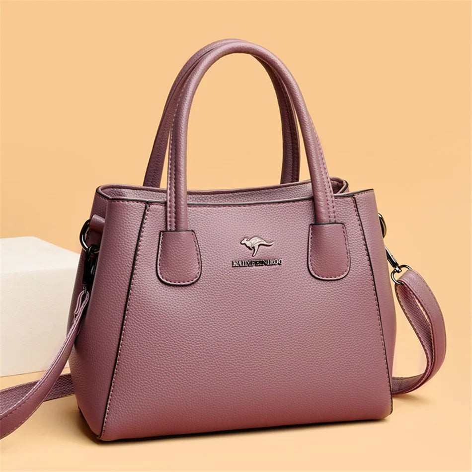 2 Layers Leather Luxury Handbags Women Bags Designer Handbags High Quality Small Casual Tote Bags For Women Shoulder Bag Winter