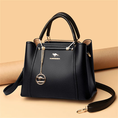 Casual Tote Women's Soft Leather Handbag Luxury Designer 3 Layers Shoulder Crossbody Bag Lady Large Capacity Shopper Sac A Main