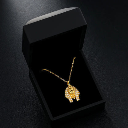 Hip Hop Ancient Egyptian Moissanite Pendant Necklace Chain Punk King Tutan Pharaoh Men's Hip Hop Bling Necklaces Rock Party Gift