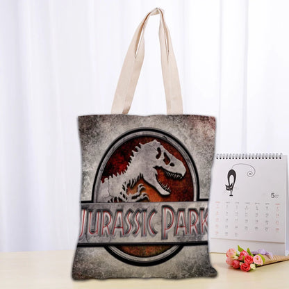 Custom Jurassic Park Logo Tote Bag Reusable Women Canvas Shoulder Bag Handbag Shoulder Pouch Foldable Canvas Shopping Bags