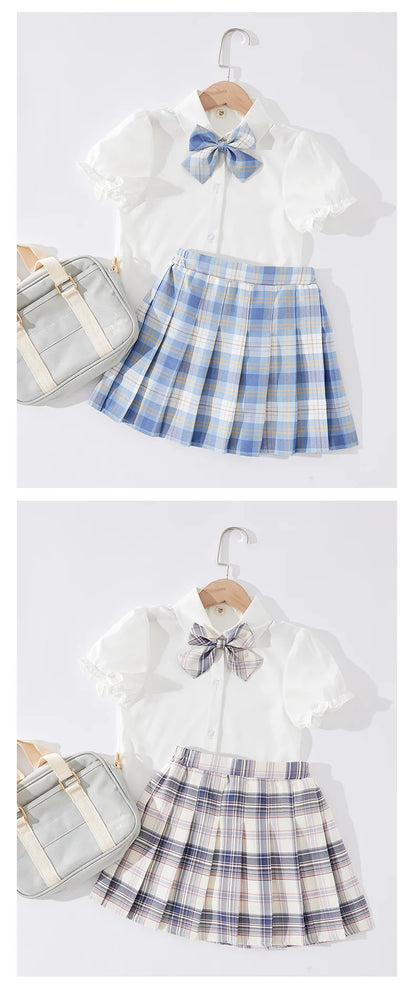 Kid Pink JK Sailor Dress 3PCS Girl Japanese Korean Orthodox School Uniform Cute Pleated Skirt Short Sleeve Kawaii Suit Anime COS