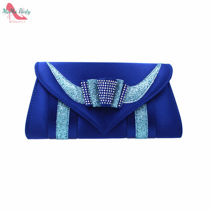2024 High Quality Fashion Nigerian Women Shoes Matching Bag Set in Royal Blue Color Specials Design with Appliques for Party
